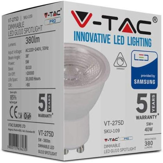 VT-275D 5W Plastic Spotlight with Samsung CHIP COLORCODE:4000K GU10 DIMMABLE