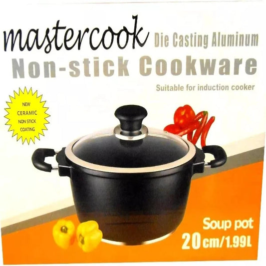 Mastercook 20 cm Black Die-cast Aluminium Non Stick Inductionable Soup Pot