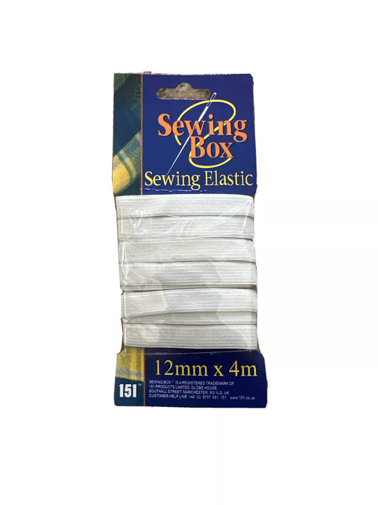 Sewing Box White Sewing Elastic 12mm x 4m *ONE PACK* Free Postage