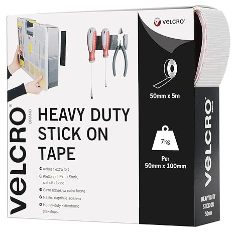 Velcro stick on tape 50mm x 1m - WHITE