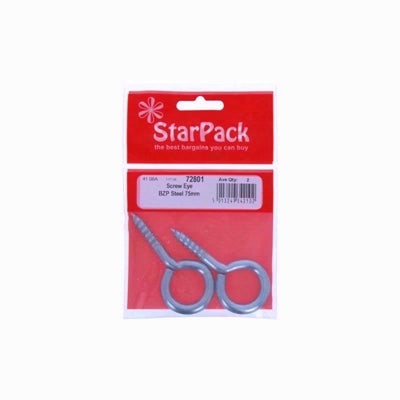 STARPACK SCREW EYE BZP STEEL 75MM