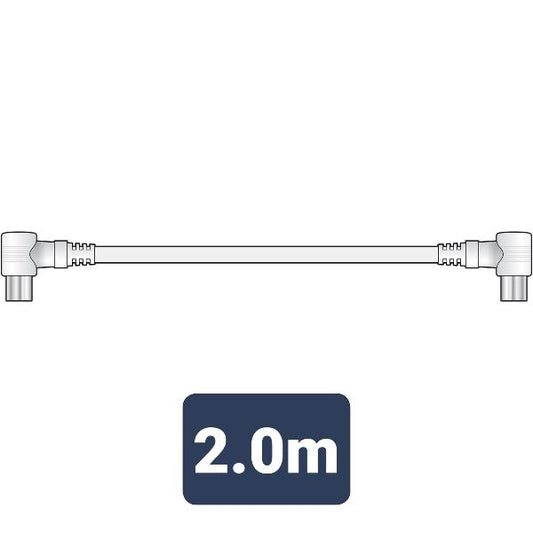 Coaxial Right Angle Plug to Plug Leads White 2.0m