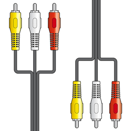 Three RCA Plugs to Three RCA Plugs Leads Black 1.2m