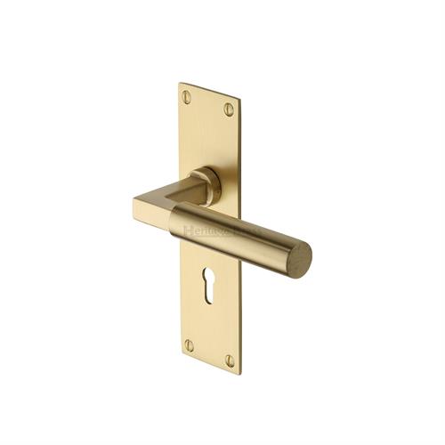 Bauhaus Door Handle on Plate (Lever Lock)