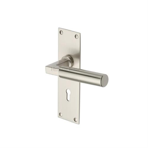 Bauhaus Door Handle on Plate (Lever Lock)