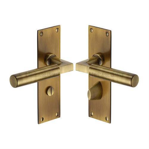 Bauhaus Door Handle on Plate (Bathroom Set)
