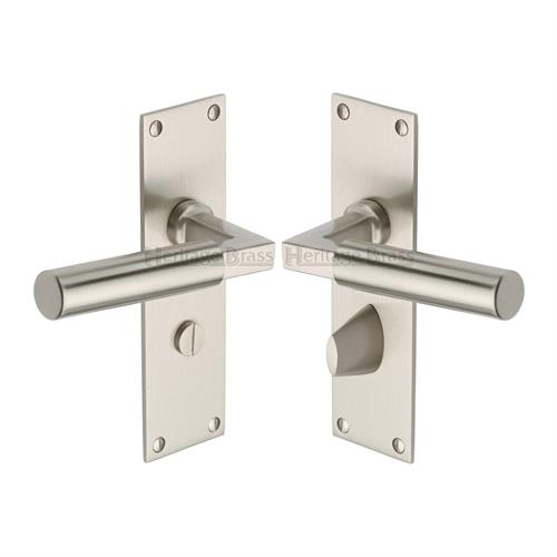 Bauhaus Door Handle on Plate (Bathroom Set)