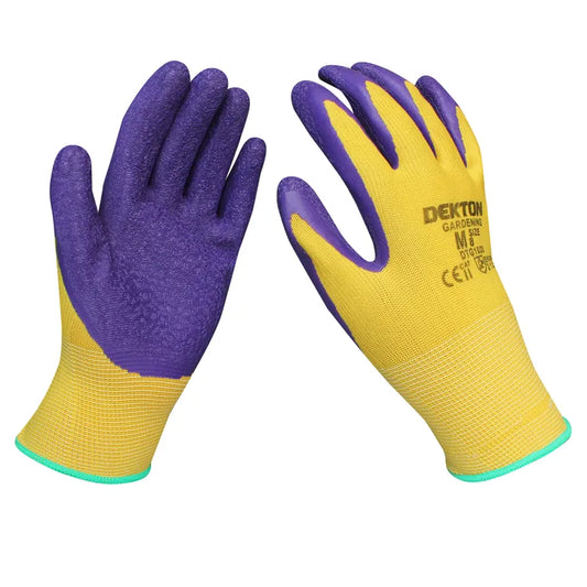 Dekton Latex Coated Ultimate Protection Tough Grip Gardening Glove Yellow Size 8
