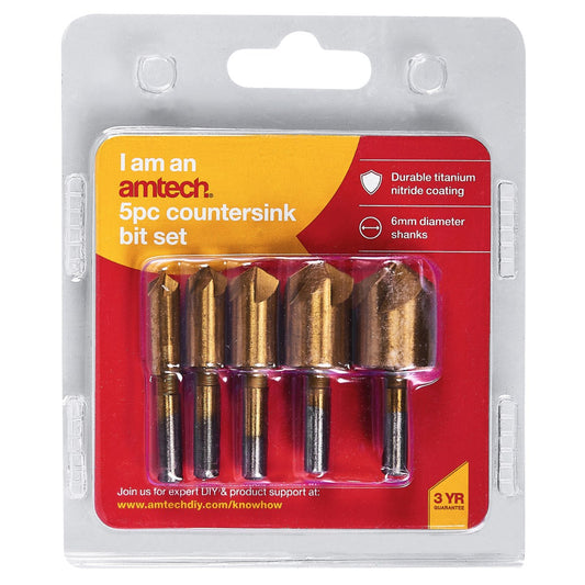 5pc titanium coated countersink bit set