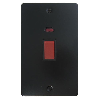 Flat Black Cooker Switch (45 Amp/Double Plate) - G+H FFB28B