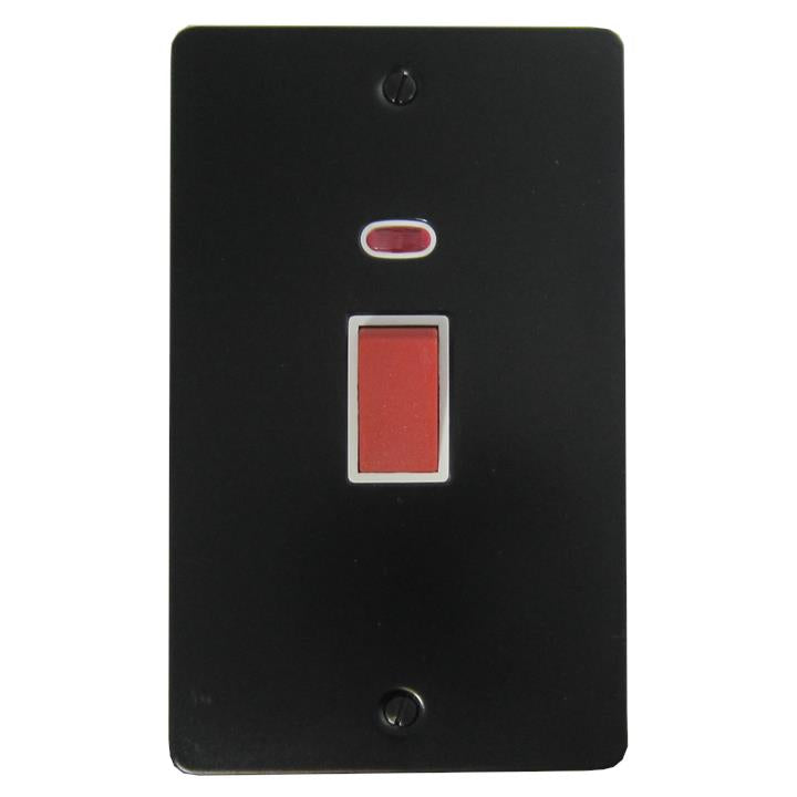 Flat Black Cooker Switch (45 Amp/Double Plate) - G+H FFB28B