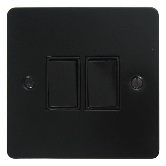 Flat Black Light Switch (2 Gang) - G+H FFB2B