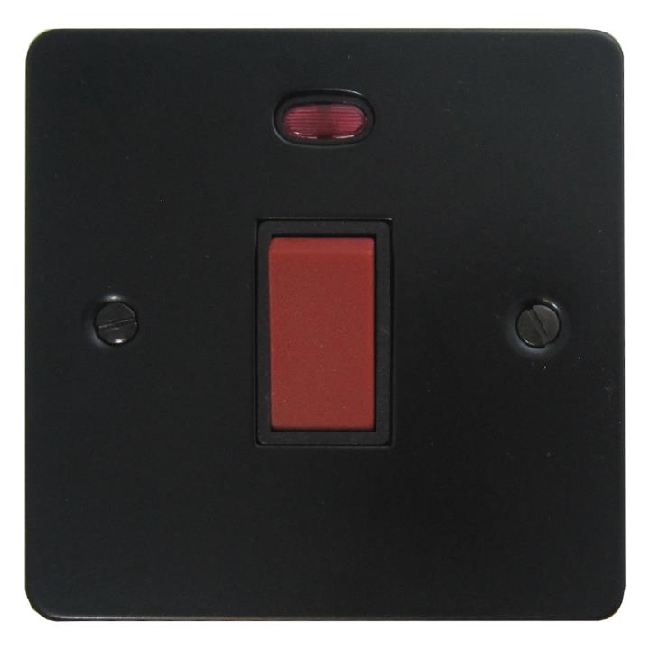 Flat Black Cooker Switch (45 Amp/Single Plate) - G+H FFB46B