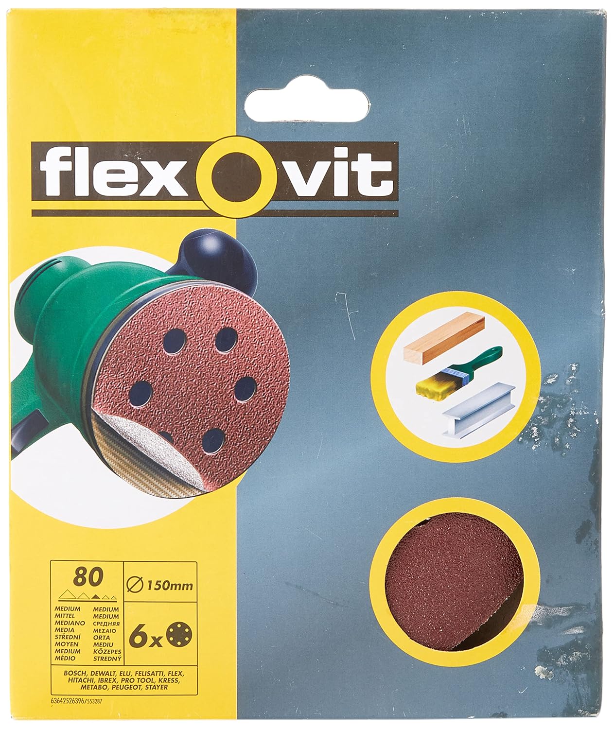 Flexovit FLV26409 Detail Hook & Loop Sanding Sheets 150mm Fine 120G (Pack 6)