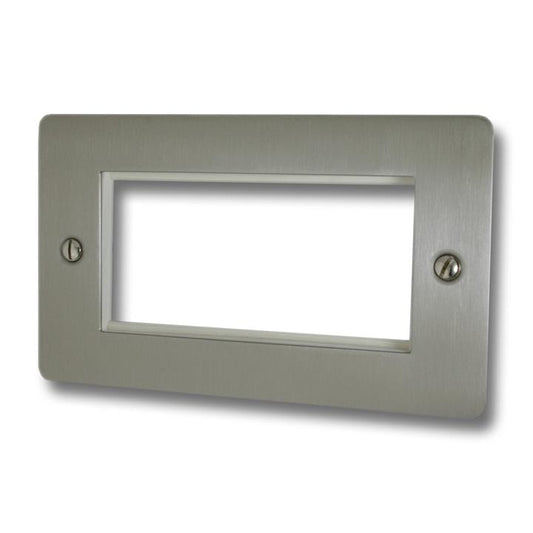 Flat Brushed Steel Modular Plate (2 Gang/4 Module Spaces) - G+H FSS164