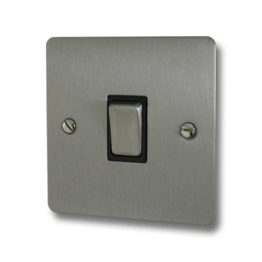 Flat Brushed Steel Light Switch (1 Gang/White Insert/Satin Chrome Switch) - G+H FSS201