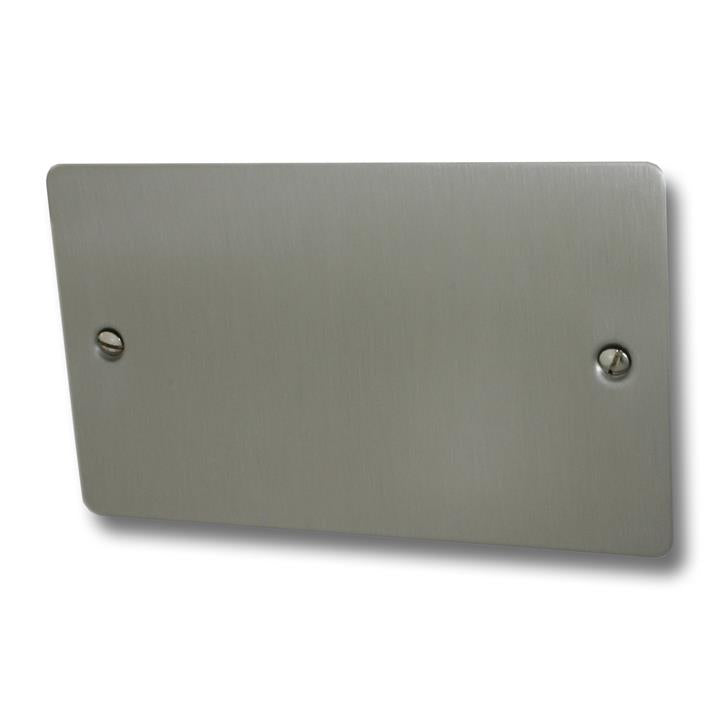 Flat Brushed Steel Double Blank Plate - G+H FSS32