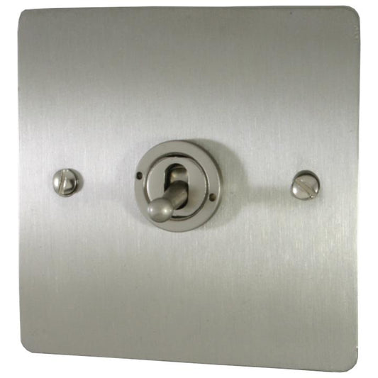 Flat Brushed Steel Toggle Switch (1 Gang) - G+H FSS381
