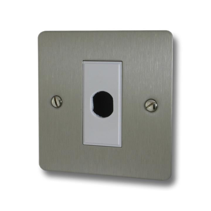Flat Brushed Steel Flex Outlet (White Insert) - G+H FSS79W