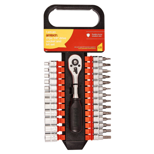 27pc 1/4″ drive socket and bit set