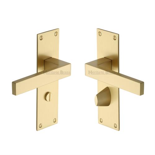 Metro Door Handle on Plate (Bathroom Set)