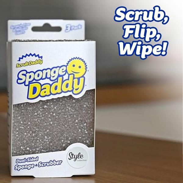 Scrub Daddy Sponge Daddy Style, Dual Sided Sponge Scrubber, Dish Sponges for Washing up, Non Scratch Scourers for Cleaning Dishes, Bathroom Scrubbing Tool, Kitchen Sponges Multipack